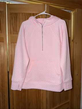 Ideology Women’s Light Pink Quilted Half-Zip Hoodie Sweater